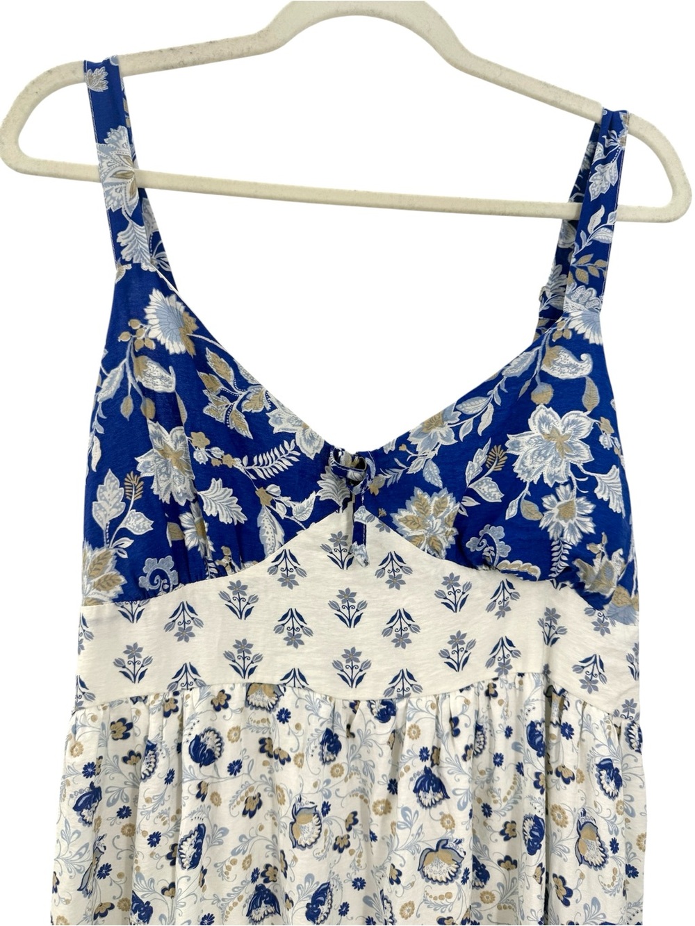 Perch Blu Pepper wildflower 1X Blue White Floral Tiered Midi Maxi Sundress Boho - Picture 13 of 14